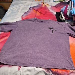Source Unknown Washed Purple Short Sleeve Tee with Black Palm Graphic